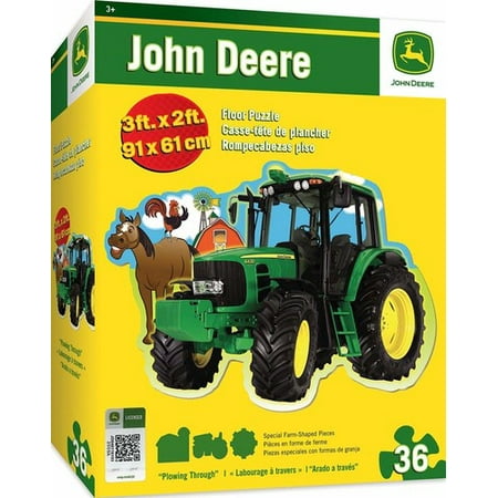 Masterpiecesmasterpieces John Deere Plowing Through 36 Piece Kids Shaped Floor Puzzle Dailymail