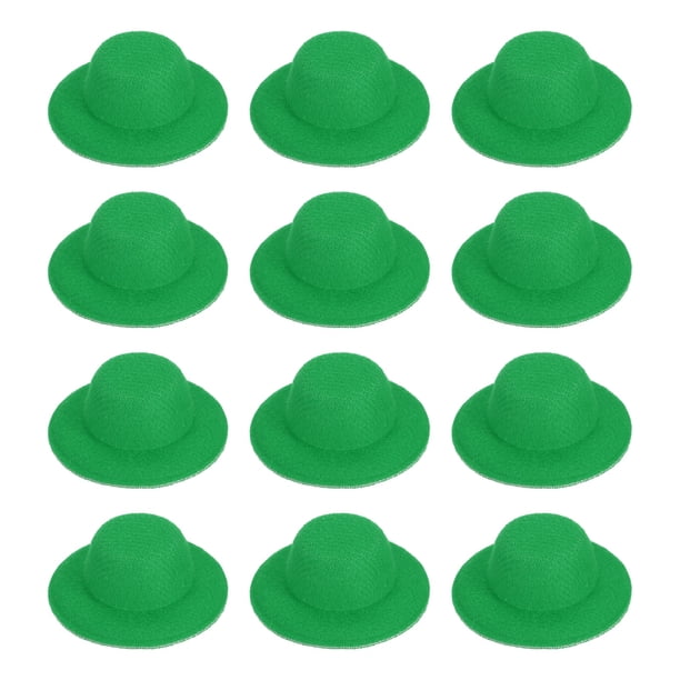 Uxcell Sombreros Formales Mini de 1.4 Pulgadas, 12 Pcs Sombreros Miniatura para Muñecas, Mini Sombrero de Copa para Manualidades, Accesorios para el Cabello, Decorar Muñecos de Nieve, Verde Hierba