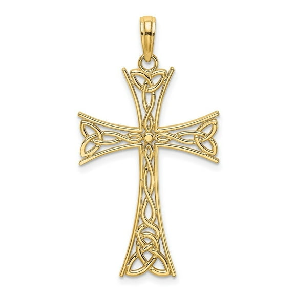 Auriga Fine Jewelry 10K Yellow Gold Polished Celtic Knot Cross Charm for Women L-34.1 mm