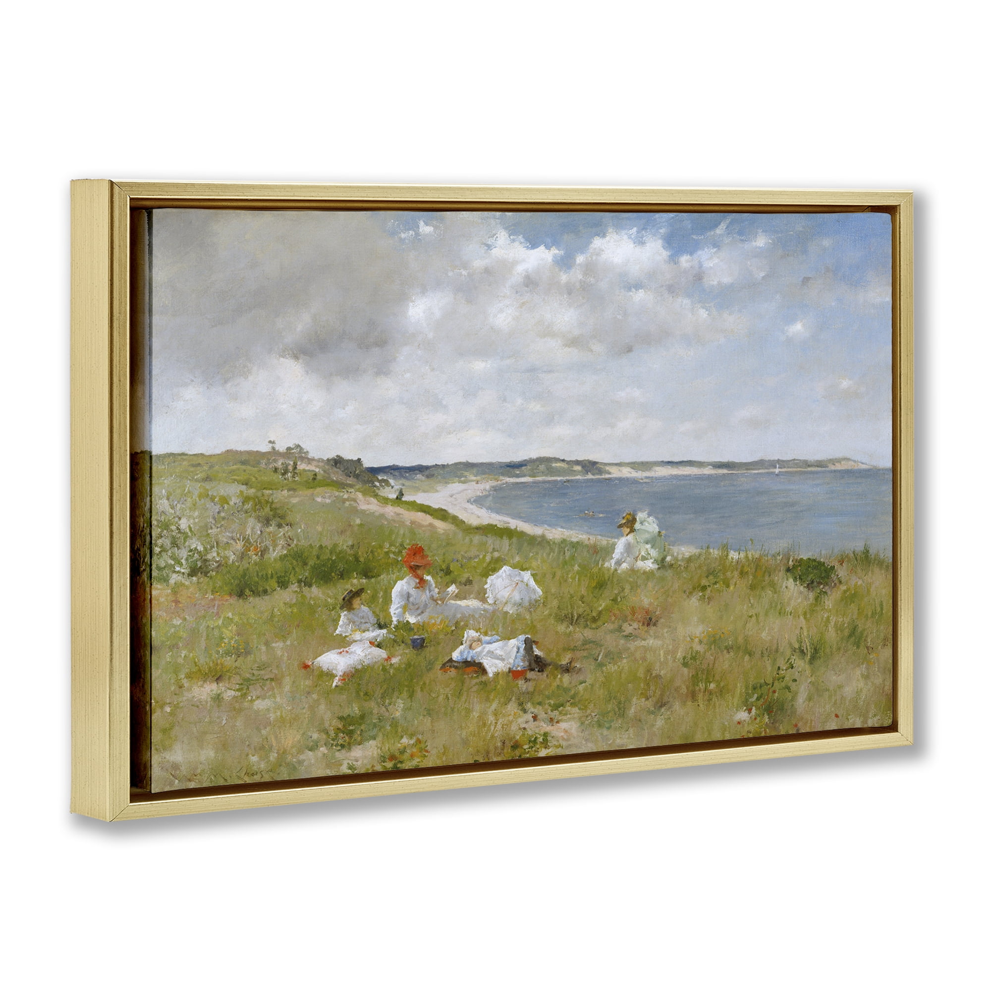 Stupell Industries Clasical Idle Hours Painting Landscape & Nature Painting Gold Floater Framed Canvas Art Print Wall Art, 25 x 17