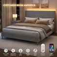 thumbnail image 2 of SIBEDS Full Size Bed Frame with LED Light, Modern Wingback Headboard, Noise Free, No Box Spring Needed, Easy Assembly, Gray Woodgrain, 2 of 5