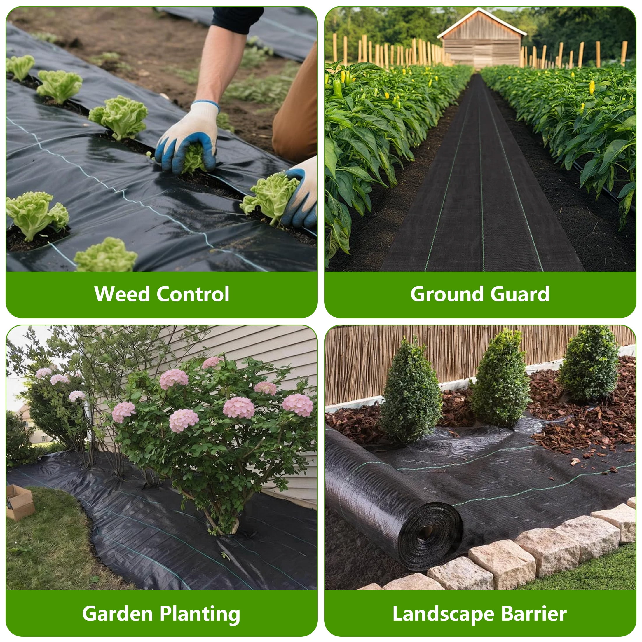 GARITIN Weed Barrier Landscape Fabric, 3.3FT x 49FT Heavy Duty Landscaping Fabric Roll, Breathable Ground Cover Weed Mat, Garden Fabric Weed Blocker Cloth, Flower Bed Liner