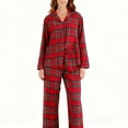 thumbnail image 3 of hotojiny Christmas Pajamas for Women Set 2 Piece Outfit Merry Christmas Button Down Shirt with Drawstring Pj Bottoms Plaid Sleepwear, 3 of 6