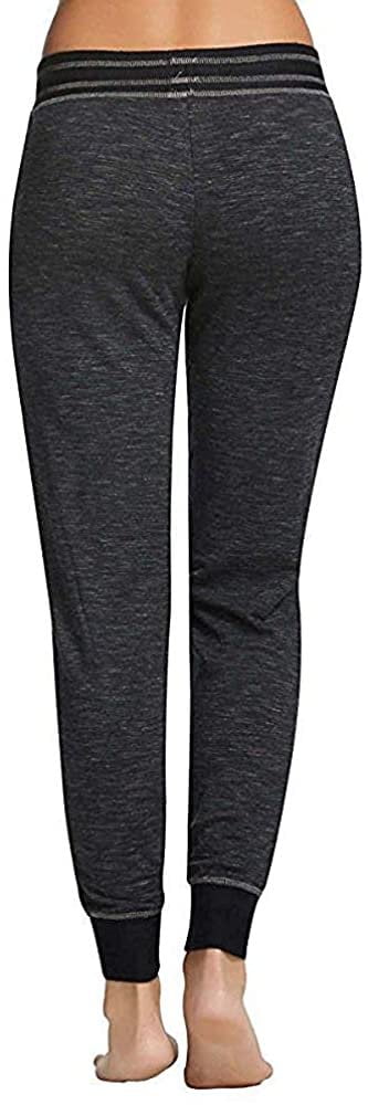 Felina ladie's 2 Piece V-Notch Crew Neck and Jogger Pajama Set M/Heather  Black 