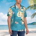 thumbnail image 2 of Lsque World Map With Animal pattern Hawaiian Shirt for Men, Unisex Summer Beach Casual Short Sleeve Button Down Shirts-Large, 2 of 9