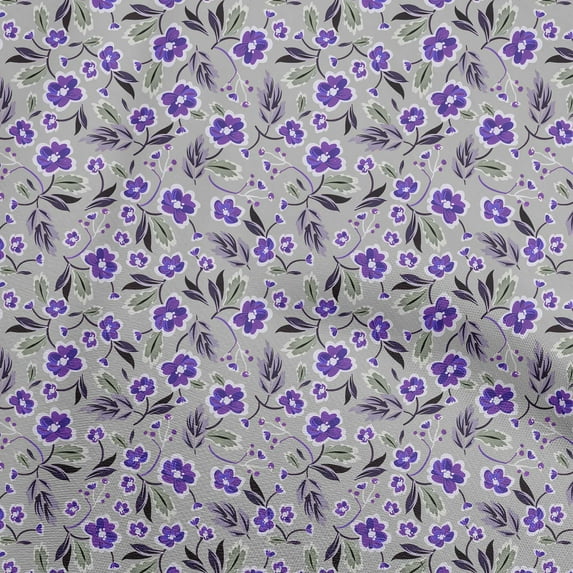 oneOone Polyester Spandex Purple Fabric Floral Craft Projects Decor Fabric Printed By The Yard 56 Inch Wide