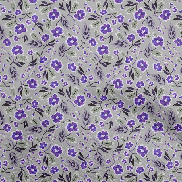 oneOone Polyester Spandex Purple Fabric Floral Craft Projects Decor Fabric Printed By The Yard 56 Inch Wide