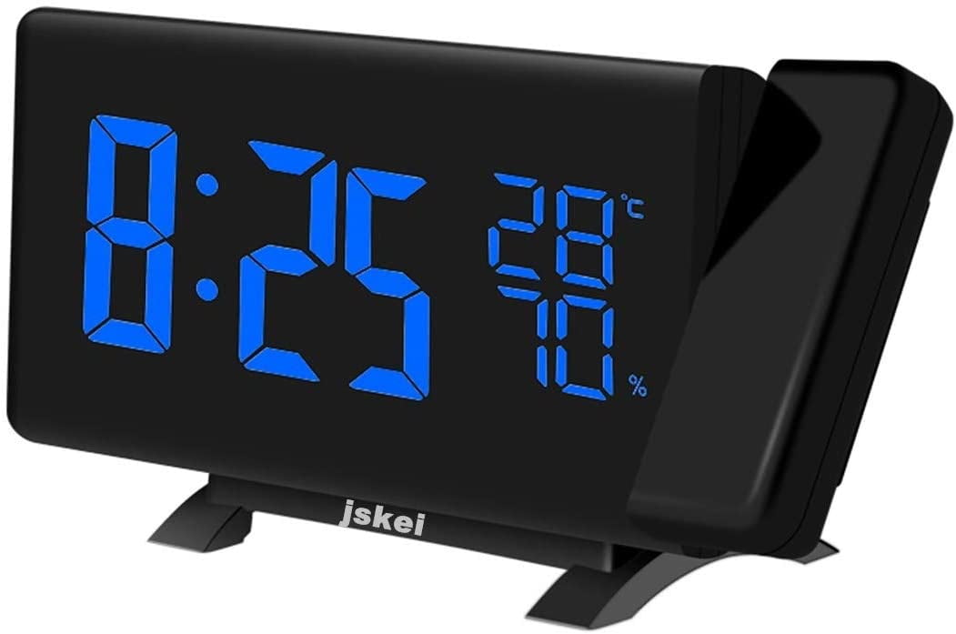 Projection Alarm Clock Radio for bedrooms Ceiling, 7'' Curved LED