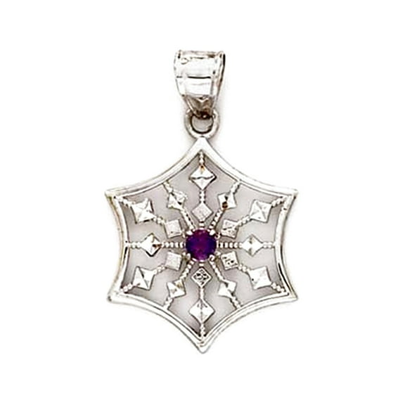 14k White Gold Amethyst Web Pendant Necklace Pendant for Women