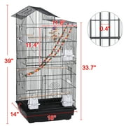 Renwick 39H Metal Bird Cage Large Roof Top Huge House for Small Birds, Black