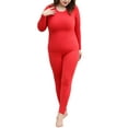 thumbnail image 3 of LUXUR Women Solid Color Thermal Underwear Warm Base Layer Long Johns Set Red 4XL, 3 of 4