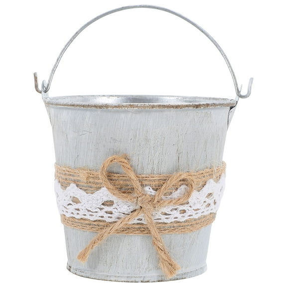Raindrops  Tin Flower Bucket for Flowers Rustic Vases Centerpieces Pot