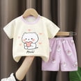 thumbnail image 4 of mgoYE 9 Month Baby Girl Clothes Girls 2 Piece Short Set Baby Girl Summer Clothes Ruffle Sleeve T-Shirt and Shorts Toddler Girl Outfit Set|Light Purple 5-6 Years, 4 of 4