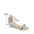thumbnail image 2 of Women’s Rhinestone Wedge Sandals Open Toe Ankle Strap Dress Shoes Low Heel Sparkly Evening Party Sandals, 2 of 6