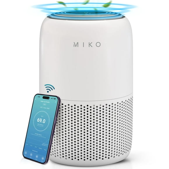 Purificador de aire MIKO H13 True HEPA, filtro 3 en 1, 1200 pies cuadrados, WiFi