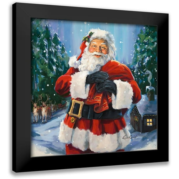 Comish, Susan 12x12 Black Modern Framed Museum Art Print Titled - Santas Snowy Night