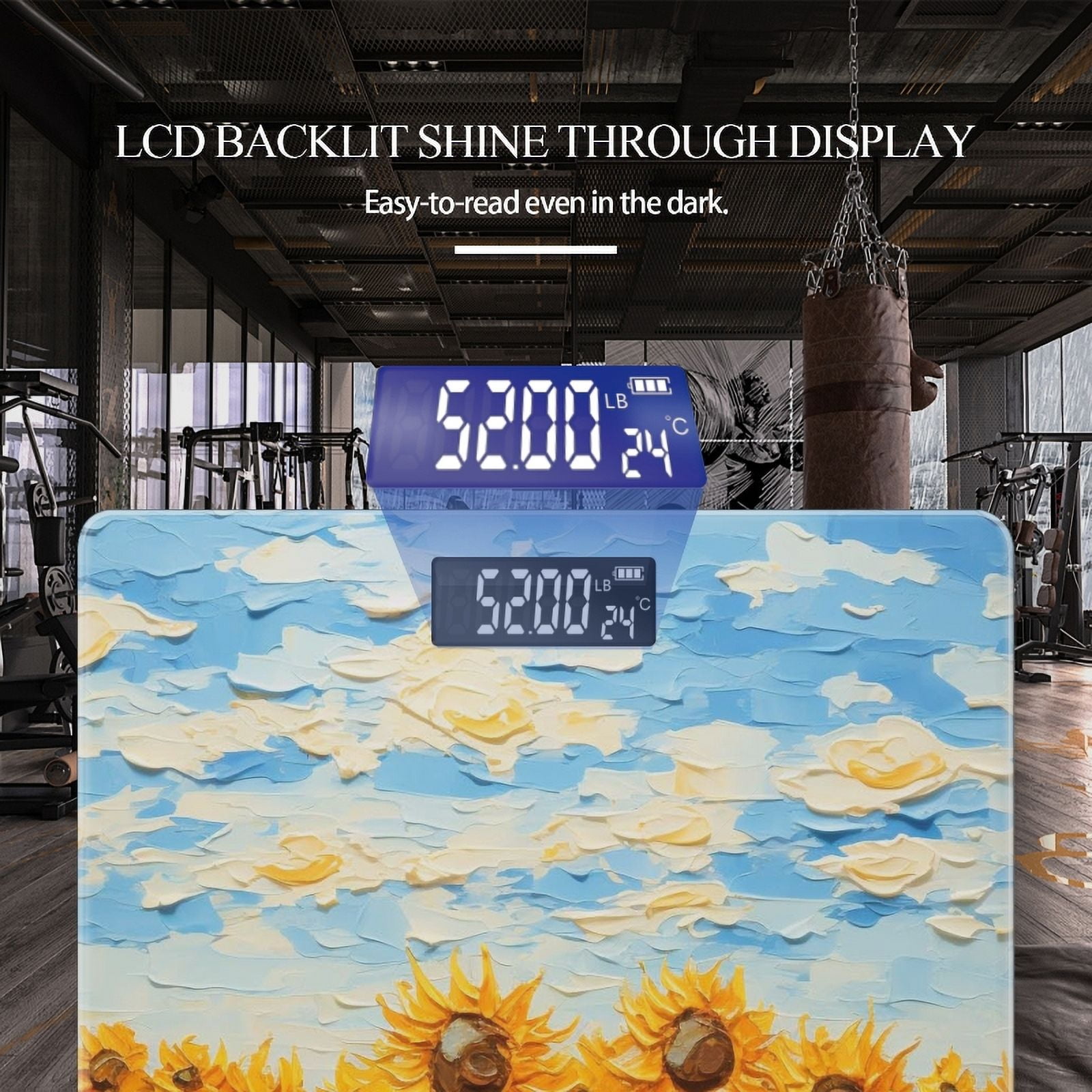 Bathroom Scale, Highly Accurate Digital Body Scale,Precisely Measures Weight up to 400 lbs-Sunflower Field Painting In The Style Of Artis