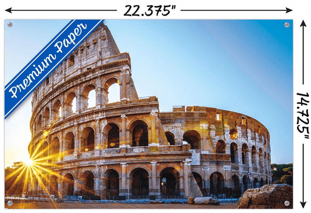 Timeless Visions - Roman Colosseum Wall Poster with Pushpins, 14.725" x 22.375"