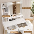 thumbnail image 4 of Kojooin Makeup Vanity Desk with Mirror and Lights, Vanity Table with 5 Drawers, Vanity Set with Stool and Removable Side Storage Cabinet for Bedroom, 4 of 8