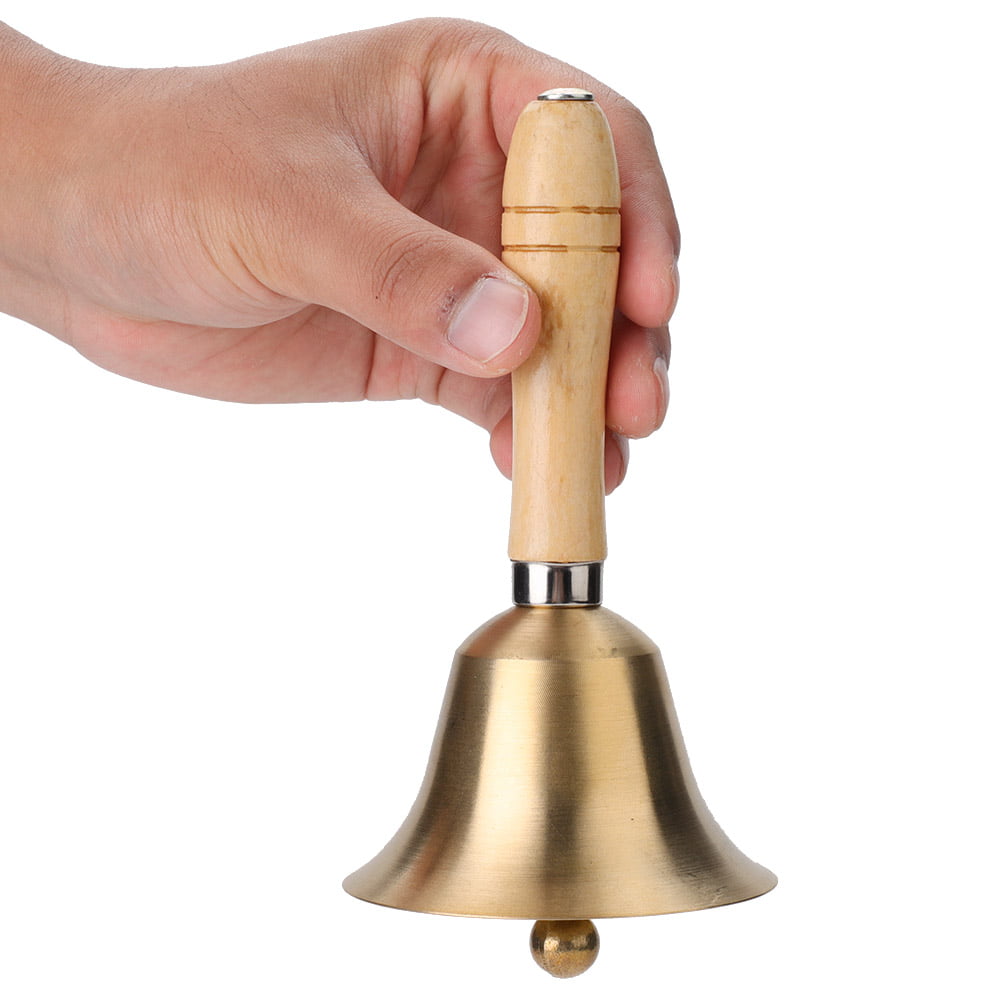 Drfeify Wooden Hand Bell,8CM Multi-functional Hand Bell Handbell with Wooden Handle for School Children Toy