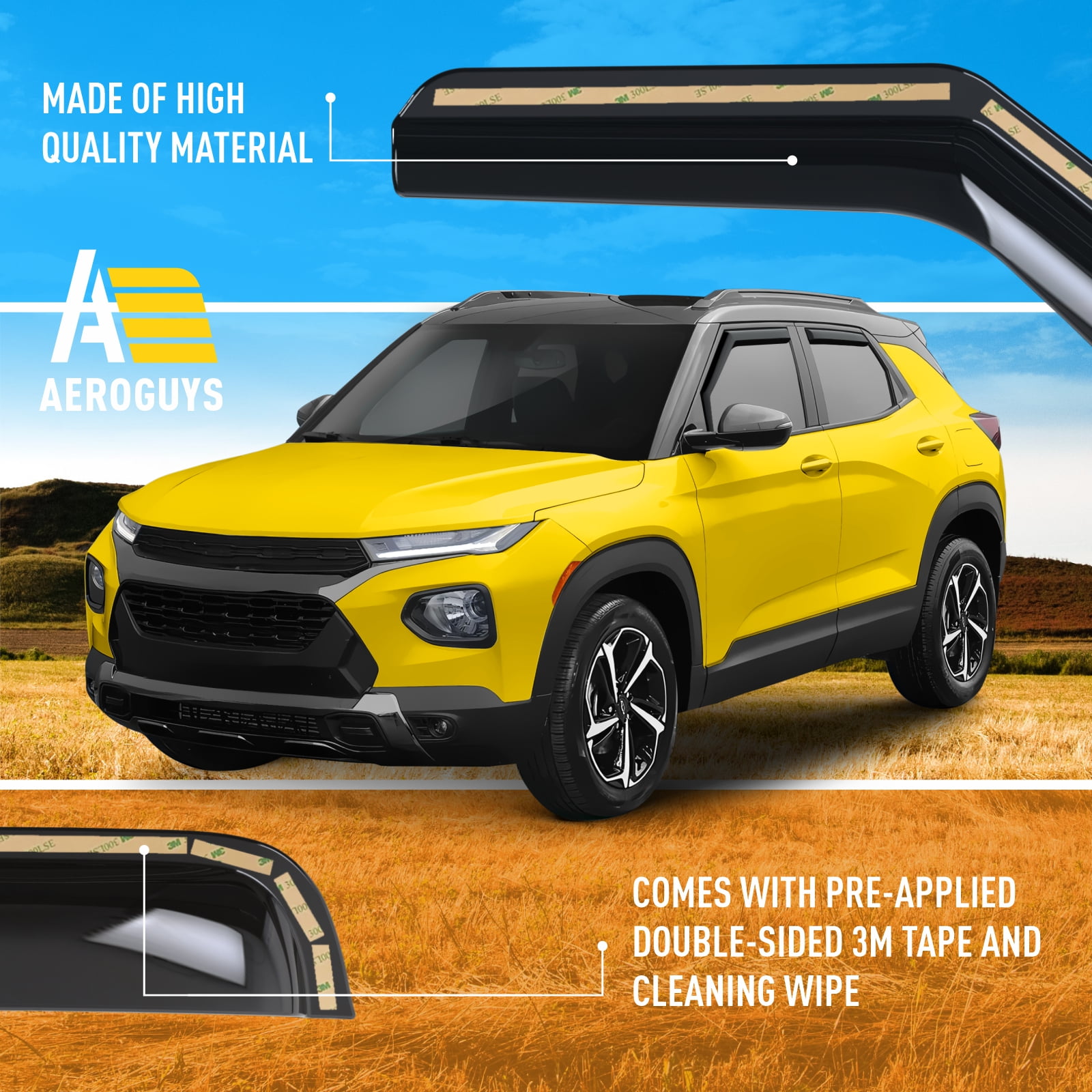 AEROGUYS In-Channel Window Deflectors Extra Durable Window Visors Rain Guards Fit for Chevrolet (Chevy) Trailblazer 2021-2026, Sun Visors, Wind Vent Visors, Car Accessories - 4 pcs. AG0644