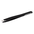 thumbnail image 1 of Eyebrow Tweezer with Eyebrow Brush Comb Stainless Steel Eyelashes Extension Tweezers (Black), 1 of 8