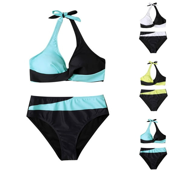 Women's Casual Bikinis Bathing Suits Printed Adjustable V-Neck Bras Briefs Fashion Stretchy Breathable Comfortable Split 2 Piece Swimsuits Sets