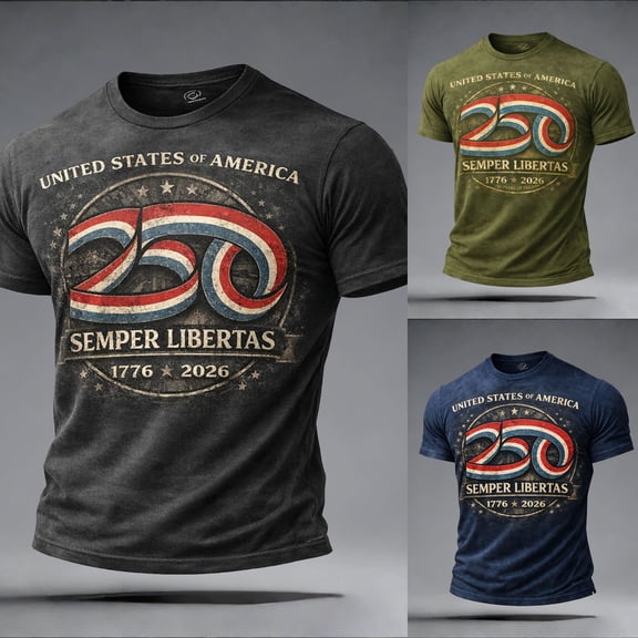 250Th Anniversary Usa Patriotic Graphic T Shirt Comfortable Short Sleeve Crewneck Graphic Tees Men Army Green L