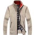 thumbnail image 1 of Men's Shawl Collar Cardigans Slim Fit Button Cable Knit Black Sweater Pockets, 1 of 9