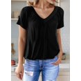 thumbnail image 6 of Womens Short Sleeve Casual Tops Dressy V Neck T Shirts Loose Fit Summer Pleated Blouses Black XXL, 6 of 7
