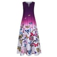thumbnail image 3 of Fridja Womens Plus Size Butterfly Print Daily Sleeveless Vintage Boho V Neck Maxi Dress, 3 of 9