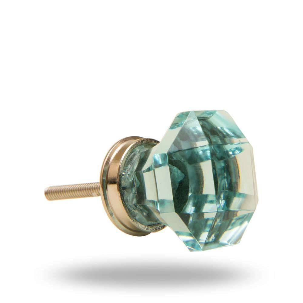 Set of Six Glass Kember Turquoise Cabinet Knobs by Trinca-Ferro