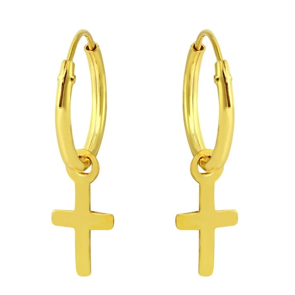 Essential Cross Gold-Plated .925 Sterling Silver Mini Hoop Earrings