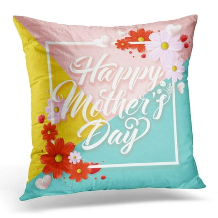 ARHOME Black Abstract Mothers Day Typographical with Spring Flowers Colorful Best Pillow Case Pillow Cover 20x20
