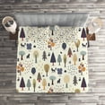 thumbnail image 3 of Ambesonne Forest Quilted Coverlet 3 Pcs, Woodland Trees Animals, King Size, Multicolor, 3 of 4