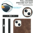 thumbnail image 5 of Nalacover for iPhone 14 6.1 inch Wireless Charging Case,Luxury Full Body Protection Solid Color PU Leather Magnetic Closure Flip RFID Blocking Card Slots Stand Cover.For iPhone 14,Brown, 5 of 8