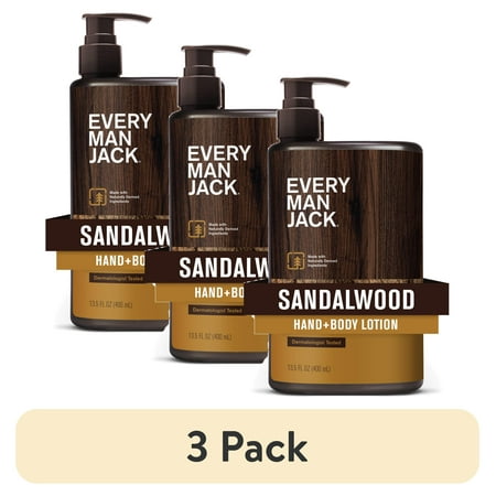 (3 pack) Every Man Jack Sandalwood Hand & Body Lotion, 13.5 fl oz