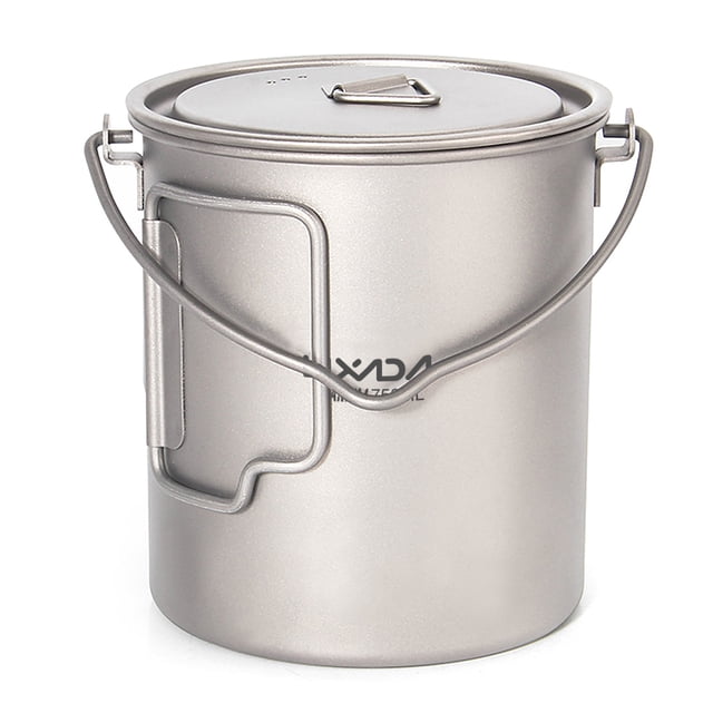 Taza Titanio Lixada 750 ml / 900 ml / 1100 ml olla de titanio ultraligera taza de agua con tapa y as Lixada Taza Titanio