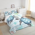 thumbnail image 4 of Sea Turtle Comforter Set Kawaii Room Decor, Coastal Beach Themed Bedding Set Queen Size Teen Adult Bedroom, Blue White Stripes Quilt Sea Animal Underwater World Down Comforter, 4 of 7