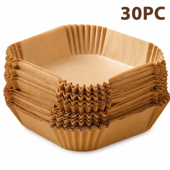DONGHEHH Clearance 30-Pack Disposable Air Fryer Paper Liners, Oil-Resistant Parchment Paper Trays for Baking, Roasting and Cooking, Heat-Resistant Nonstick Air Fryer Accessories, Orange