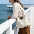 thumbnail image 1 of Leather Tote Bag For Women Large Capacity Shoulder Bag Casual Work Purse Handbag Office Travel White, 1 of 6