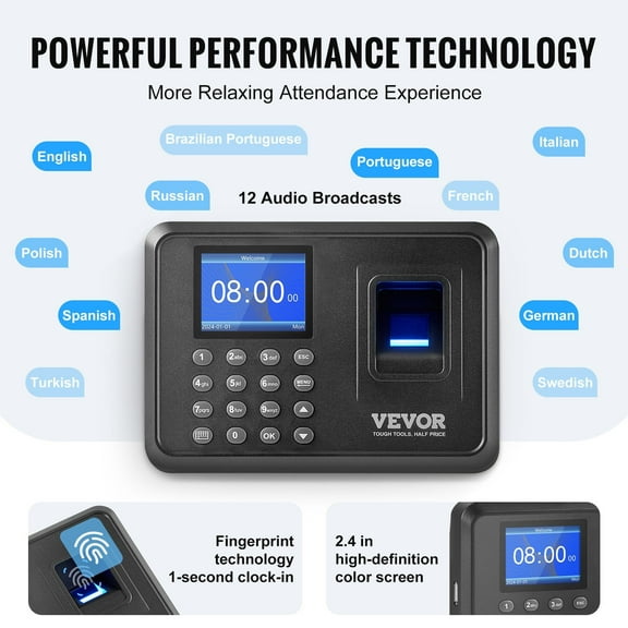 Miumaeov LCD Employee Attendance Punch Time Clock Office Staff Check In ...