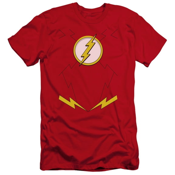 JLA Justice League New Flash Costume Premium Canvas Adult Slim Fit 30/1 T-Shirt Red