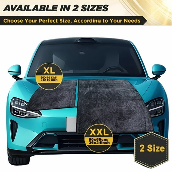 Microfiber Car Drying Towel – Large, Ultra Absorbent, Lint Free, Scratch Free Auto Detailing Cloth for Cars, Trucks, RVs, Boats (16" x 24")