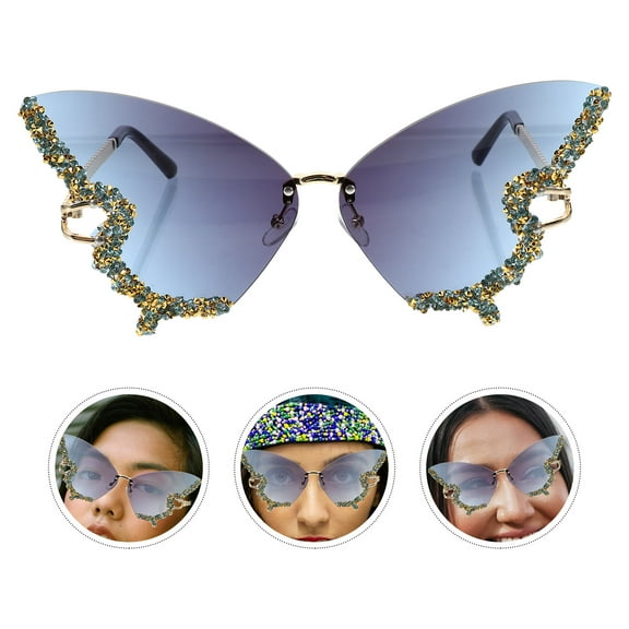 Raindrops sunglasses aesthetic Butterfly Sunglass Rimless 1Pack for Travel and Party