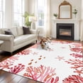 thumbnail image 3 of Area Rug 72×108in, Red Coral Starfish Fish Floor Carpet Living Room Rug, Underwater Ocean Creature Non-Slip Welcome Mat Indoor Rugs for Bedroom Dining Room, 3 of 9