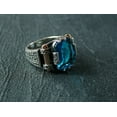 thumbnail image 4 of Roarsilver Natural Aquamarine Stone Silver Ring-Handmade Ring-Jewelry Gift For Him and Her-Mid Century Modern Rings | 12, 4 of 6