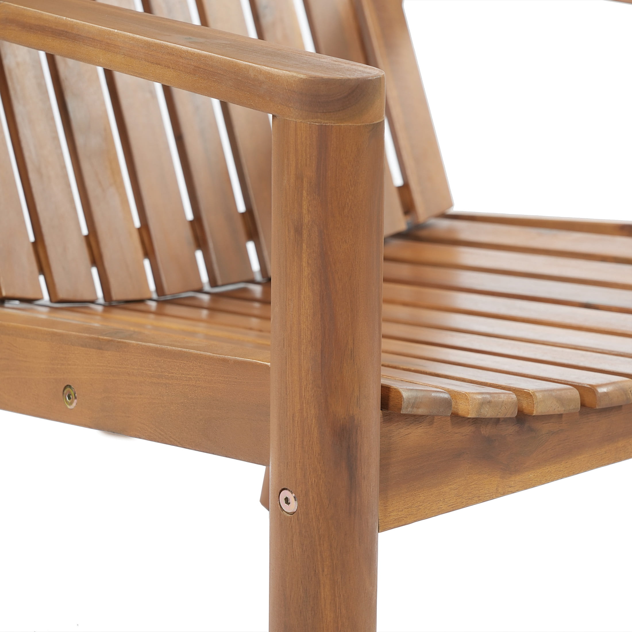 Christopher Knight Home Outdoor Acacia Wood Lounge Armchair with Slatted Back Curved Seat, Brown, Set of 2