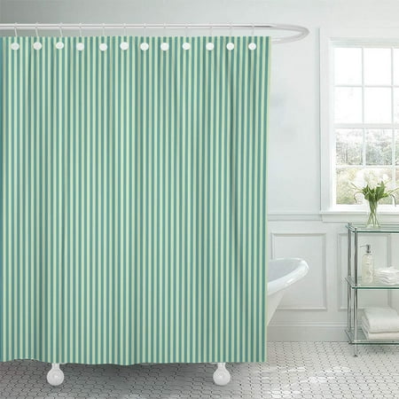 Green Striped Shower Curtain - PKNMT Abstract Teal Green Stripes Aqua Cottage Country Fine Light Line Material Bathroom Shower Curtains 60x72 inch