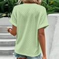 thumbnail image 3 of Green Womens Tops Women Summer Daily V Neck Short Sleeve Tops Casual Solid Lace Shirts Blouse Shirts for Women, 3 of 5